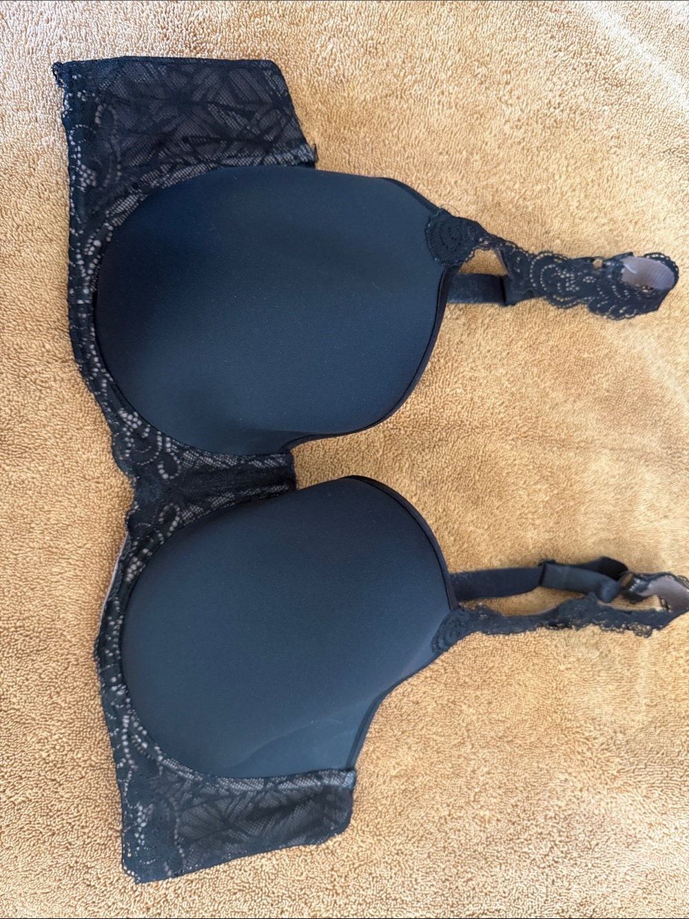 Wacoal Black Lace Trim Smooth T-Shirt Bra 853395 #316
